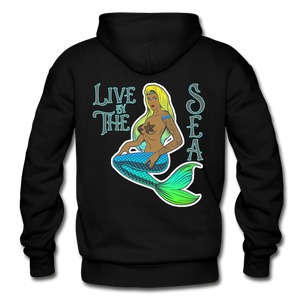 Live by The Sea -  Unisex Heavy Blend Adult Hoodie - black