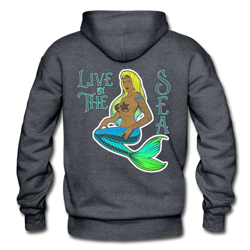 Live by The Sea -  Unisex Heavy Blend Adult Hoodie - charcoal gray