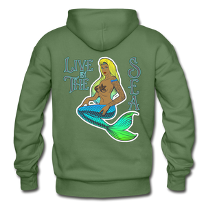 Live by The Sea -  Unisex Heavy Blend Adult Hoodie - military green