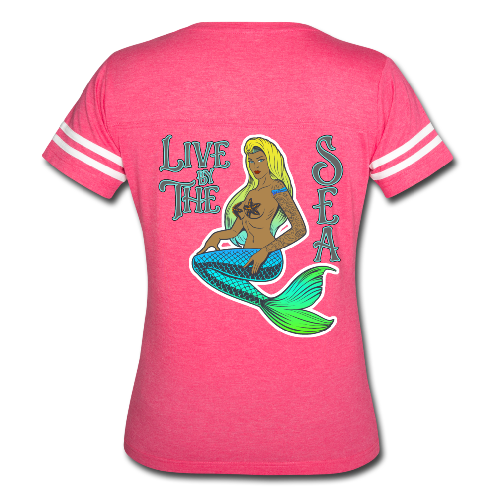 Live by The Sea -  Women’s Vintage Sport T-Shirt - vintage pink/white
