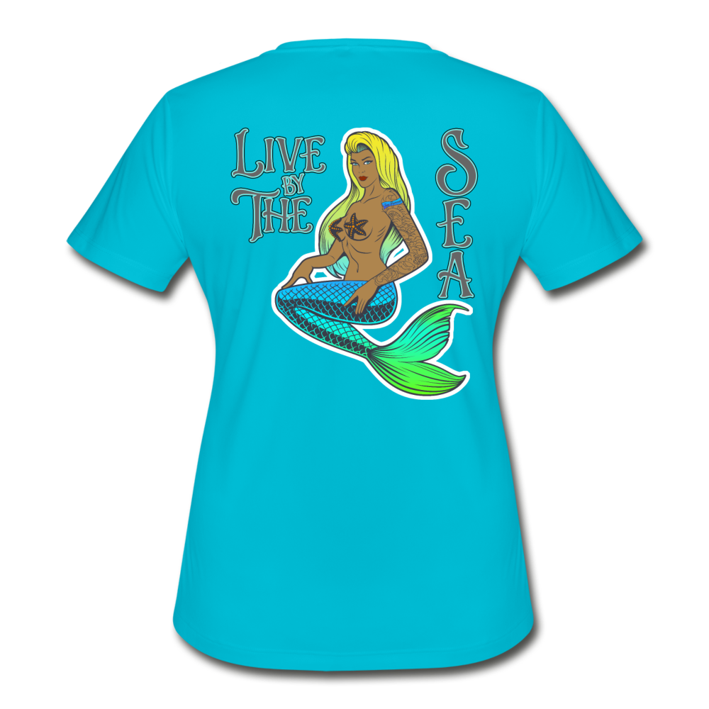 Live by The Sea -  Women's Rash Guard - turquoise