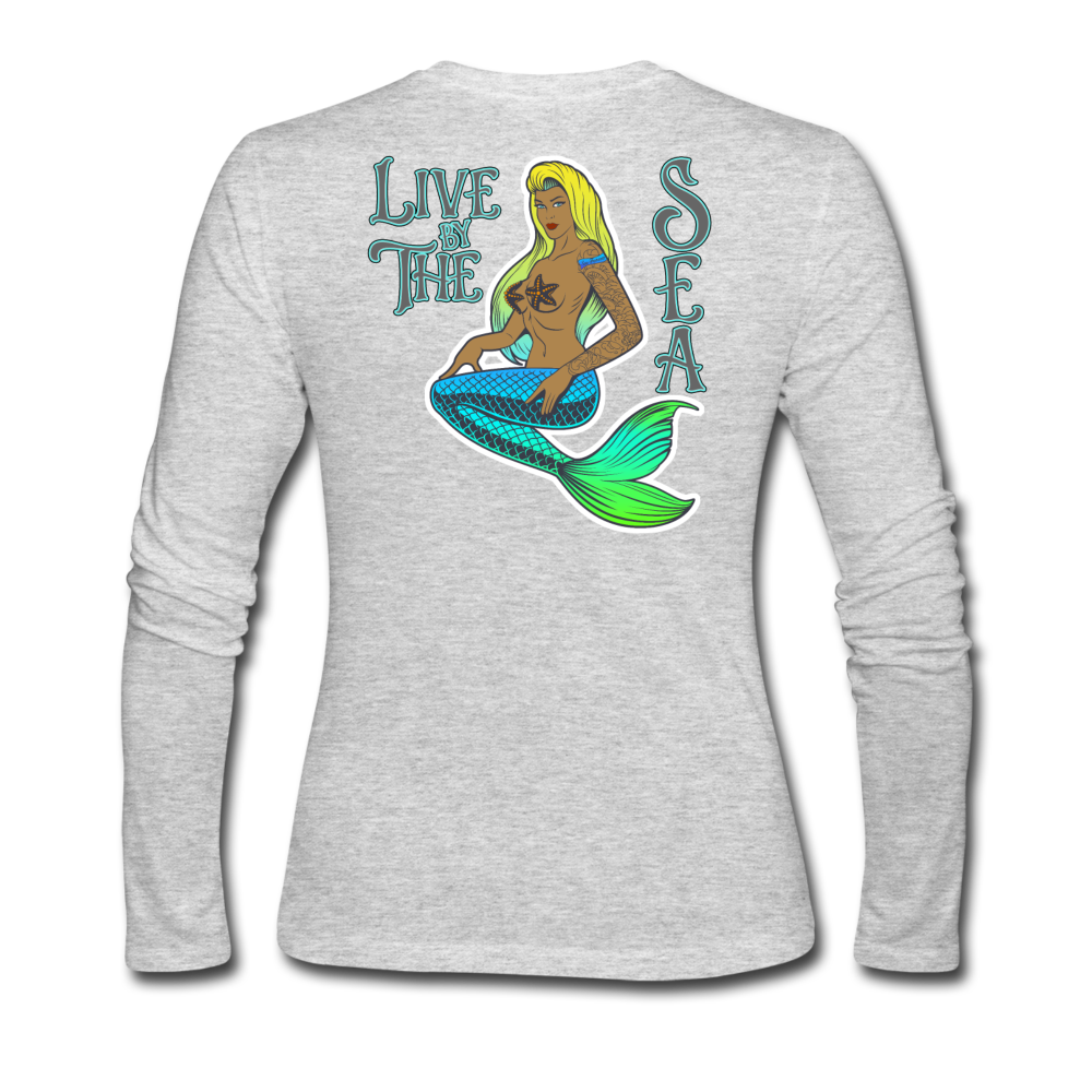 Live by The Sea -  Women's Long Sleeve Jersey T-Shirt - gray