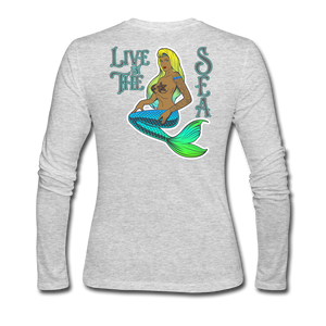 Live by The Sea -  Women's Long Sleeve Jersey T-Shirt - gray
