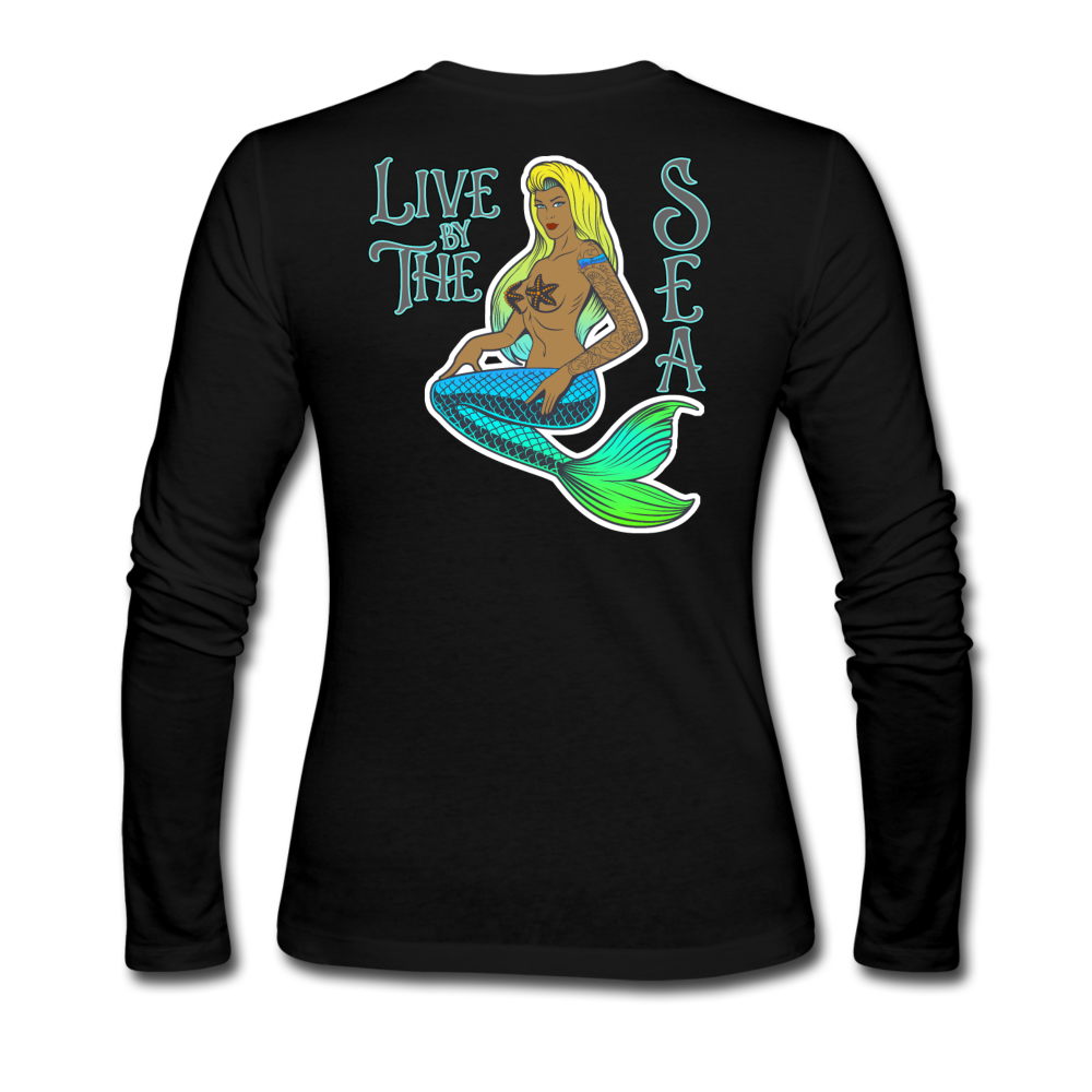 Live by The Sea -  Women's Long Sleeve Jersey T-Shirt - black