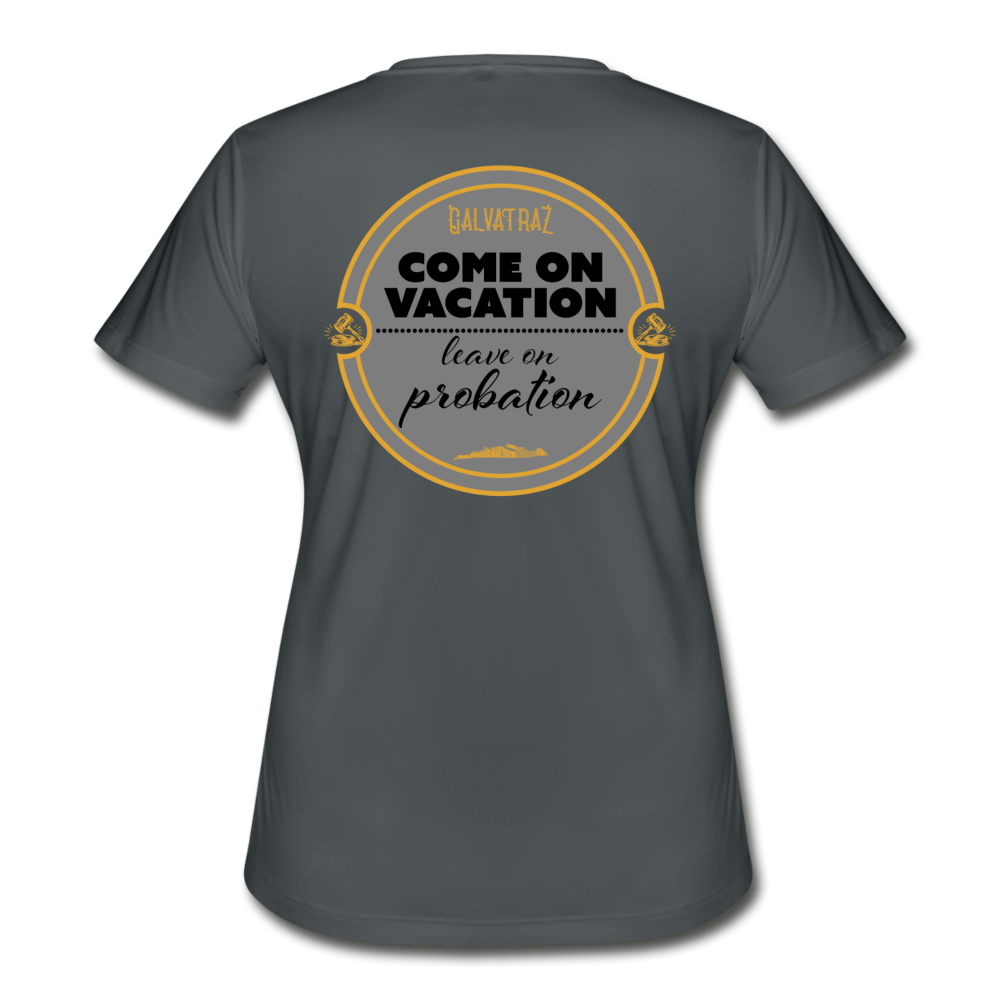 Come on Vacation Leave on Probation - Women's Rash Guard - charcoal