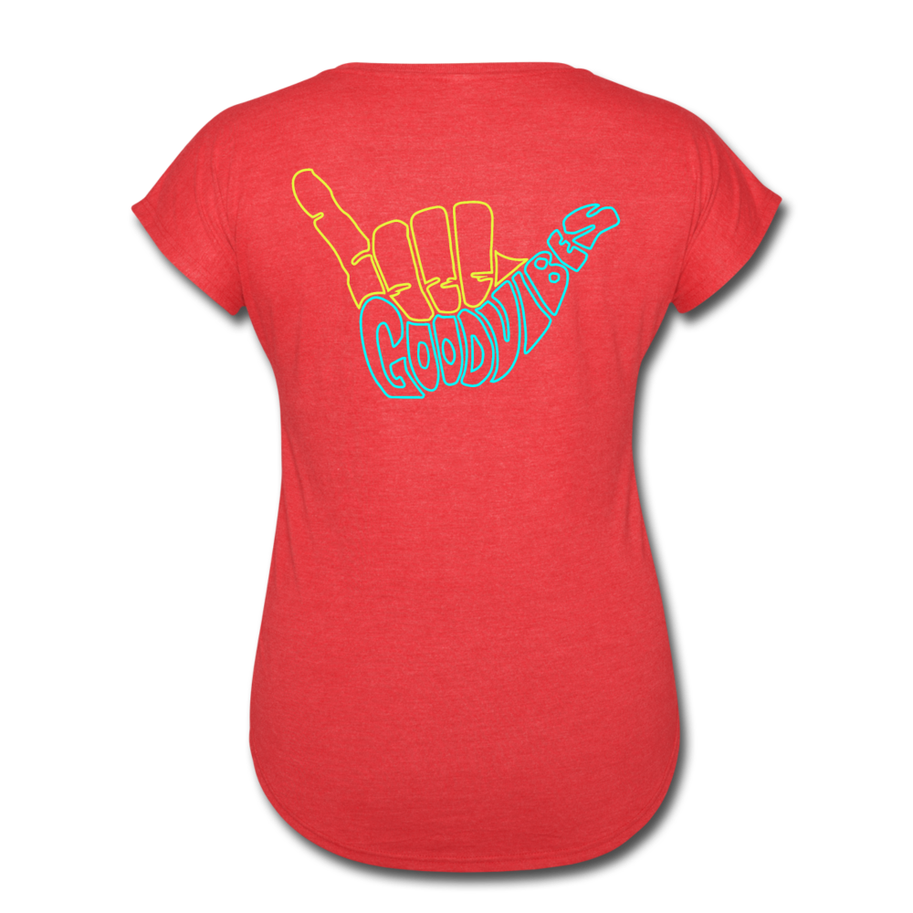 Good Vibes - Women's Tri-Blend V-Neck T-Shirt - heather red