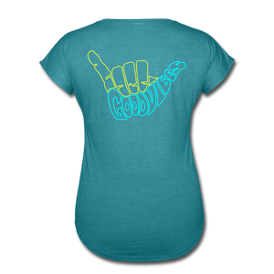 Good Vibes - Women's Tri-Blend V-Neck T-Shirt - heather turquoise
