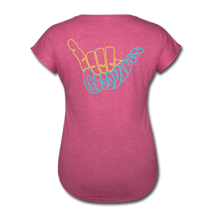 Good Vibes - Women's Tri-Blend V-Neck T-Shirt - heather raspberry