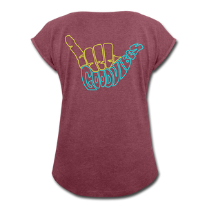 Good Vibes - Women's Roll Cuff T-Shirt - heather burgundy