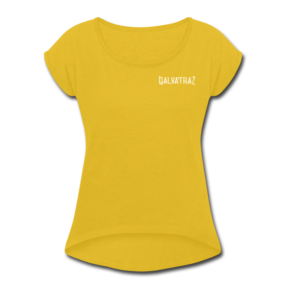 Good Vibes - Women's Roll Cuff T-Shirt - mustard yellow