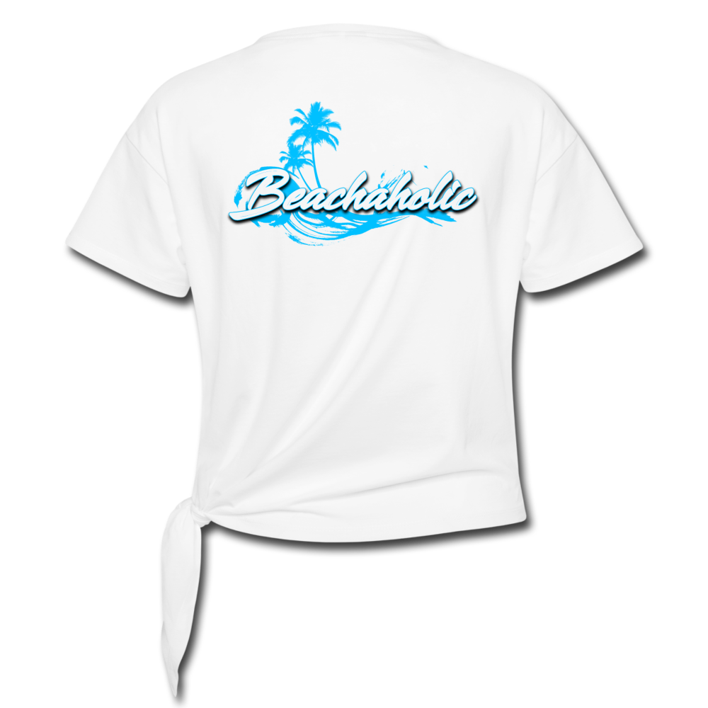 Beachaholic - Women's Knotted T-Shirt - white