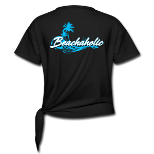 Beachaholic - Women's Knotted T-Shirt - black