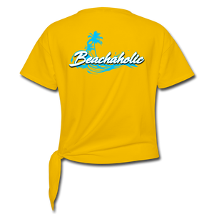 Beachaholic - Women's Knotted T-Shirt - sun yellow